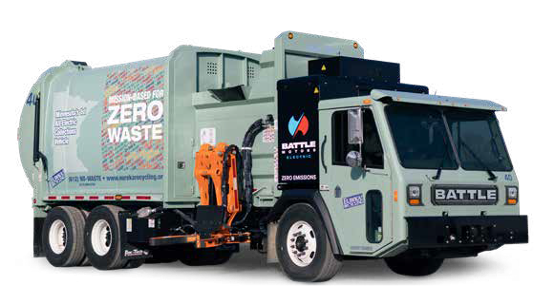 Battle Motors vocational truck in refuse operation