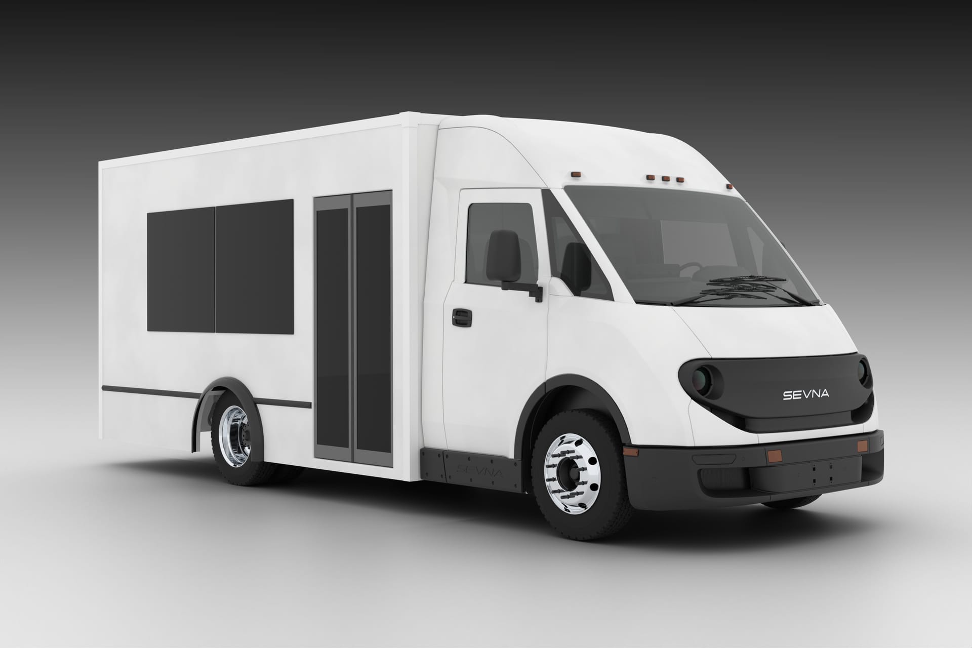 Harbinger electric shuttle bus with SEVNA composite cab